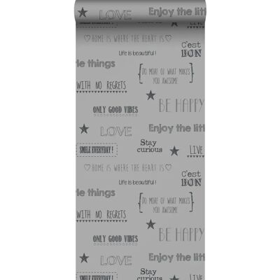 Sanders & Sanders Grauer Text Tapete - 53cm x 10,05m - Tapete Sanders & Sanders Grauer Text Tapete - 53cm x 10,05m - Tapete