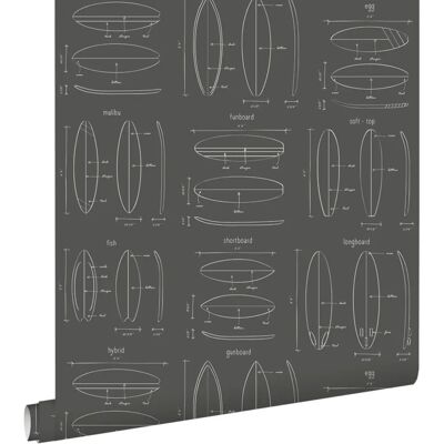Estahome Surfbrett Technisches Muster Tapete - 0,53x10,05m Estahome Surfbrett Technisches Muster Tapete - 0,53x10,05m