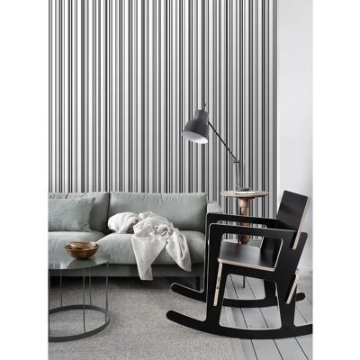 Estahome Schwarz Weiß Feine Streifen Tapete - 0,53x10,05m Estahome Schwarz Weiß Feine Streifen Tapete - 0,53x10,05m