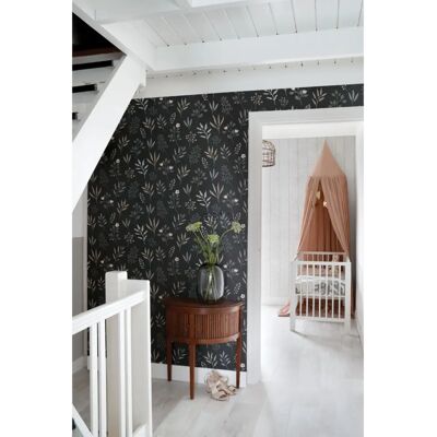 Estahome Florales Skandinavisches Schwarz Tapete - 0,53x10,05 m Estahome Florales Skandinavisches Schwarz Tapete - 0,53x10,05 m