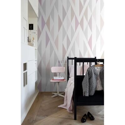 ESTAHOME Murale rombo nero bianco rosa antico - 150x279 cm ESTAHOME Murale rombo nero bianco rosa antico - 150x279 cm