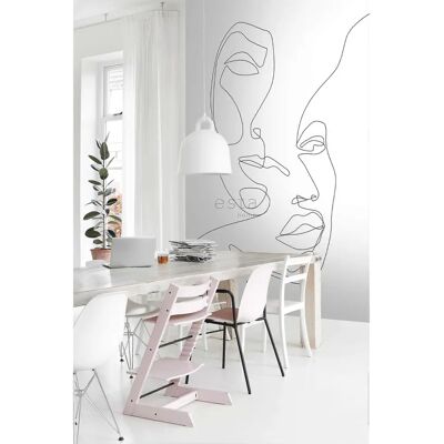 ESTAhome Wandbild - Gesichter Line Art - 2x3m - Schwarz & Weiß - Kunstwand ESTAhome Wandbild - Gesichter Line Art - 2x3m - Schwarz & Weiß - Kunstwand