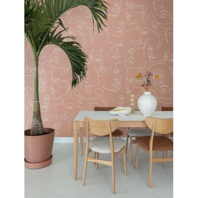 ESTAhome Wandbild - Gesichter Linienkunst Terrakotta Rosa - 150x279cm ESTAhome Wandbild - Gesichter Linienkunst Terrakotta Rosa - 150x279cm