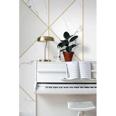 ESTAhome Murale in Marmo Bianco e Nero Grigio e Oro - 250x279cm ESTAhome Murale in Marmo Bianco e Nero Grigio e Oro - 250x279cm