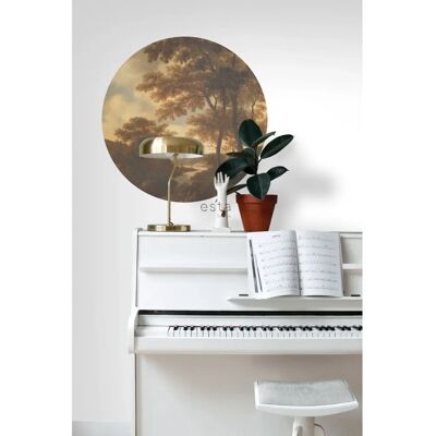 ESTAhome Orange Wald Wandbild - Ø 70 cm - Wanddekoration ESTAhome Orange Wald Wandbild - Ø 70 cm - Wanddekoration