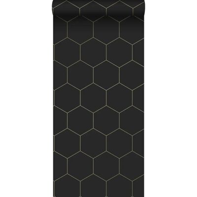 ESTAhome Hexagon Schwarz Gold Tapete - 0,53x10,05m - Wandbelag ESTAhome Hexagon Schwarz Gold Tapete - 0,53x10,05m - Wandbelag