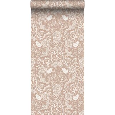 Estahome Blumen und Vögel Art Nouveau Tapete - Nude & Weiß Estahome Blumen und Vögel Art Nouveau Tapete - Nude & Weiß