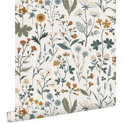 Papier Peint Vintage Fleurs Sauvages - 0,53 x 10,05 m - Papier Peint - Publicité Papier Peint Vintage Fleurs Sauvages - 0,53 x 10,05 m - Papier Peint - Publicité