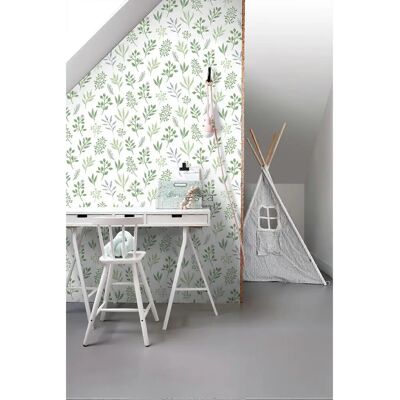 ESTAhome Blumenmuster skandinavische Tapete - 50x900cm - Lila/Grün ESTAhome Blumenmuster skandinavische Tapete - 50x900cm - Lila/Grün