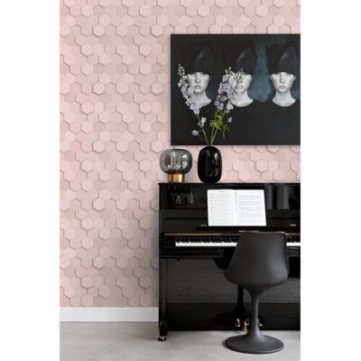 Estahome Rosa Hexagonale 3D Tapete - Tapete Estahome Rosa Hexagonale 3D Tapete - Tapete