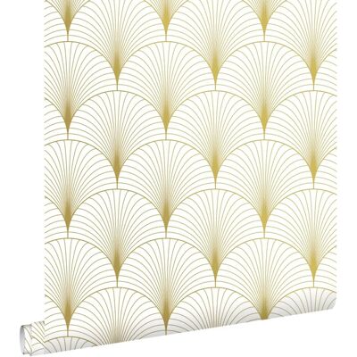 Papier Peint Art Deco Estahome - Blanc Or - 0,53x10,05 m - Publicité Papier Peint Art Deco Estahome - Blanc Or - 0,53x10,05 m - Publicité