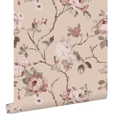 Papier Peint Vintage Rose - 0,53x10,05m - Écologique - Publicité Papier Peint Vintage Rose - 0,53x10,05m - Écologique - Publicité