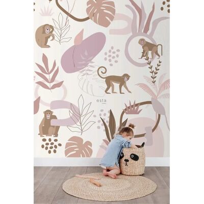 ESTAhome rosa flieder Affen Wandbild - 200x279cm - Kinderzimmer Dekor ESTAhome rosa flieder Affen Wandbild - 200x279cm - Kinderzimmer Dekor