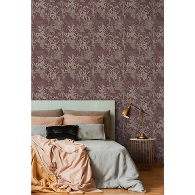 ESTAhome Tropische Blätter Eggplant Lila Tapete - 50x900cm ESTAhome Tropische Blätter Eggplant Lila Tapete - 50x900cm