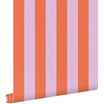 Papier peint rayures orange violet - 0.53 x 10.05 m - Publicité Papier peint rayures orange violet - 0.53 x 10.05 m - Publicité