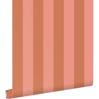 Papier Peint Rayures Rouge Rose Terracotta - 0.53 x 10.05 m - Publicité Papier Peint Rayures Rouge Rose Terracotta - 0.53 x 10.05 m - Publicité