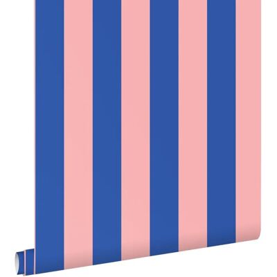 Papier Peint Rayé Rose Bleu - 0.53x10.05m - estahome - Publicité Papier Peint Rayé Rose Bleu - 0.53x10.05m - estahome - Publicité