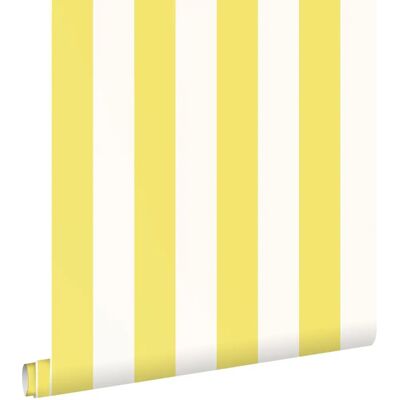 Papier Peint Rayures Jaune Blanc - 50x900cm - Décor - Publicité Papier Peint Rayures Jaune Blanc - 50x900cm - Décor - Publicité