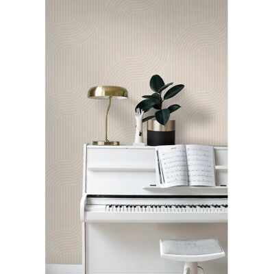 ESTAhome Tapete mit grafischen Linien Beige - 50x900cm - Tapete ESTAhome Tapete mit grafischen Linien Beige - 50x900cm - Tapete
