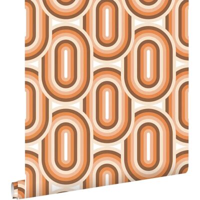 Papier Peint Rétro Orange Marron - 50x900cm - Publicité Papier Peint Rétro Orange Marron - 50x900cm - Publicité