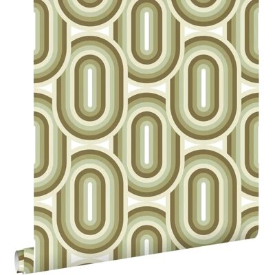 ESTAhome Retro Ornament Tapete - Olivgrün - 50 x 900 cm ESTAhome Retro Ornament Tapete - Olivgrün - 50 x 900 cm