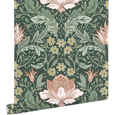 ESTAhome - Vintage Blumen - Dunkelgrün - Wallpaper ESTAhome - Vintage Blumen - Dunkelgrün - Wallpaper