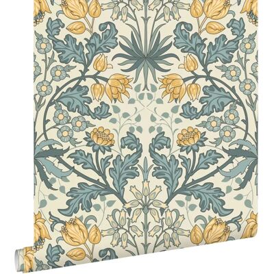 ESTAhome - Papel De Parede Flores Vintage Art Nouveau Amarillo 50x900 - Wallpaper ESTAhome - Papel De Parede Flores Vintage Art Nouveau Amarillo 50x900 - Wallpaper