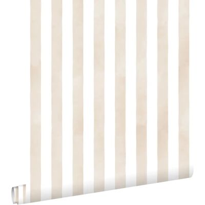 ESTAhome - Beige-White Stripes - 50x900 cm - Vlies wallpaper ESTAhome - Beige-White Stripes - 50x900 cm - Vlies wallpaper