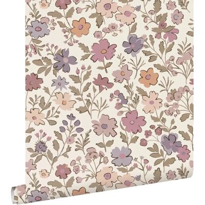 ESTAhome - Flores Púrpura - Purple Pink White - Wallpaper ESTAhome - Flores Púrpura - Purple Pink White - Wallpaper