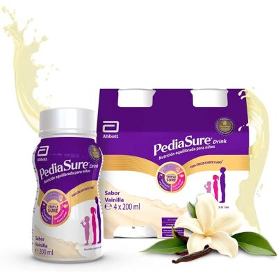 Bebida Pediasure Baunilha - Apoio ao crescimento - 4x200ml Bebida Pediasure Baunilha - Apoio ao crescimento - 4x200ml
