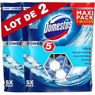 Domestos Power 5 Ocean Toilet Rim Blocks - Long Lasting Protection Domestos Power 5 Ocean Toilet Rim Blocks - Long Lasting Protection