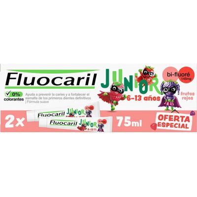 Dentifrice Fluocaril Junior Fruits Rouges 6-12 Ans - Publicité Dentifrice Fluocaril Junior Fruits Rouges 6-12 Ans - Publicité
