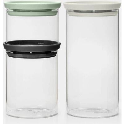 Brabantia Stapelbare Glasbehälter-Set - Küchenaufbewahrung - Platzsparend Brabantia Stapelbare Glasbehälter-Set - Küchenaufbewahrung - Platzsparend