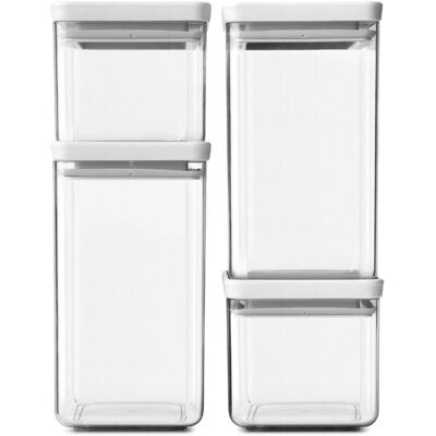 Brabantia Tasty+ Square Canister - 4 pcs, Light Grey Brabantia Tasty+ Square Canister - 4 pcs, Light Grey