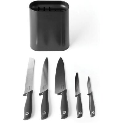 Zestaw noży Brabantia Tasty+ 6 szt. - Blok na noże, Szary Zestaw noży Brabantia Tasty+ 6 szt. - Blok na noże, Szary