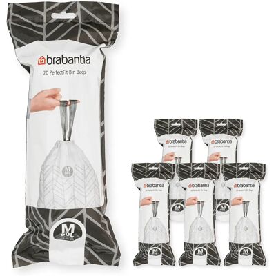 Brabantia White PerfectFit Trash Bags - Model Code M, 60L, 120 Bags Brabantia White PerfectFit Trash Bags - Model Code M, 60L, 120 Bags