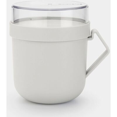 Brabantia Hellgrauer Suppenbecher - 600ml, Auslaufsicher, Mikrowellenfest Brabantia Hellgrauer Suppenbecher - 600ml, Auslaufsicher, Mikrowellenfest