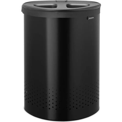 Brabantia Schwarzer 55L Wäschekorb - Doppelabschnitt, Belüftet Brabantia Schwarzer 55L Wäschekorb - Doppelabschnitt, Belüftet