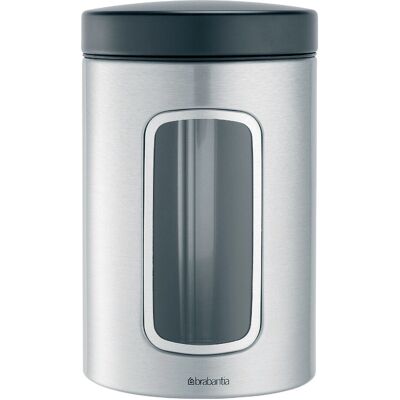 Brabantia Matt teräksinen ikkunallinen purkki 1,4L Set - Pyöreä ruostumaton teräs 6 kappaletta Brabantia Matt teräksinen ikkunallinen purkki 1,4L Set - Pyöreä ruostumaton teräs 6 kappaletta