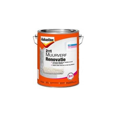 Alabastine Witte 2,5L Alles-in-één Muurverf - Renovatie Alabastine Witte 2,5L Alles-in-één Muurverf - Renovatie
