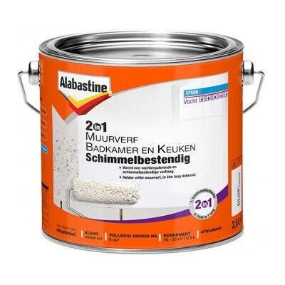 Alabastine 2in1 Badkamer en Keuken Muurverf - Wit - 1L Alabastine 2in1 Badkamer en Keuken Muurverf - Wit - 1L