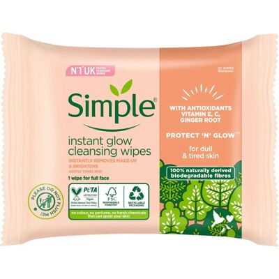 Simple Brand Model Protect 'N' Glow Biodegradable Wipes - Wipes Simple Brand Model Protect 'N' Glow Biodegradable Wipes - Wipes
