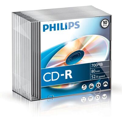 Philips CR7D5NS10/00 - 700MB 52x CD-R - Boîtier Fin - 10 pcs Philips CR7D5NS10/00 - 700MB 52x CD-R - Boîtier Fin - 10 pcs