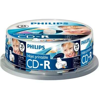 Philips CR7D5JB25/00 CD vuoto - 700MB - 52x Philips CR7D5JB25/00 CD vuoto - 700MB - 52x
