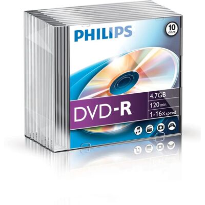Philips DM4S6S10F/00 DVD-R 4.7GB - 16x Slim Jewel Case Philips DM4S6S10F/00 DVD-R 4.7GB - 16x Slim Jewel Case