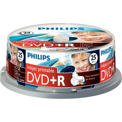Philips DR4I6B25F/00 4,7GB DVD+R 16x Imprimable - Disques DVD - Publicité Philips DR4I6B25F/00 4,7GB DVD+R 16x Imprimable - Disques DVD - Publicité