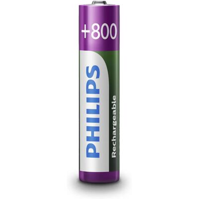 Batería Recargable Philips R03B2A80/10 - 800mAh, 1,2V, Pack de 2 Batería Recargable Philips R03B2A80/10 - 800mAh, 1,2V, Pack de 2