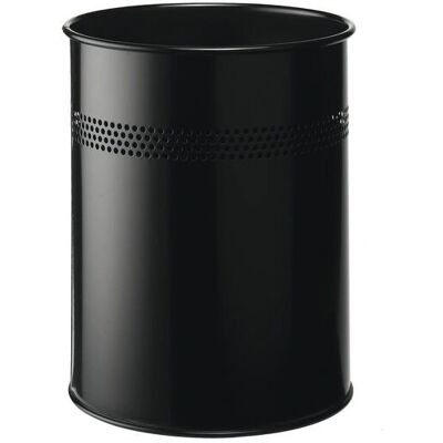 Durable Steel Waste Bin - 15L Black Round Perforated - Office/Home Durable Steel Waste Bin - 15L Black Round Perforated - Office/Home