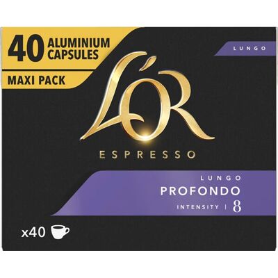 L'OR Espresso Lungo Profondo Coffee Pods - 40 Capsules, Intensity 8 L'OR Espresso Lungo Profondo Coffee Pods - 40 Capsules, Intensity 8