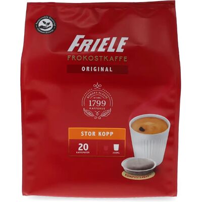 Capsules de café Friele pour grande tasse - Compatible Senseo - 20 capsules - Publicité Capsules de café Friele pour grande tasse - Compatible Senseo - 20 capsules - Publicité